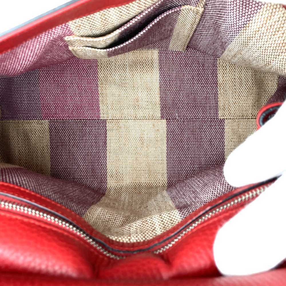 GUCCI Red Leather Bamboo Shoulder Bag - Picture 7 of 8